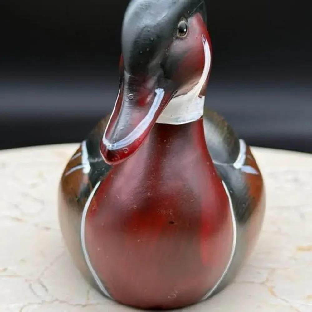Vintage Ceramic Wood Duck Drake Figurine Hand Painted 5.25” Wildlife Bird